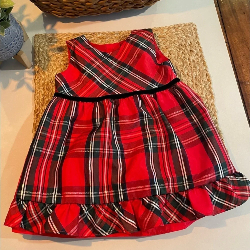 Festive Little Girls Red Plaid Holiday Dress